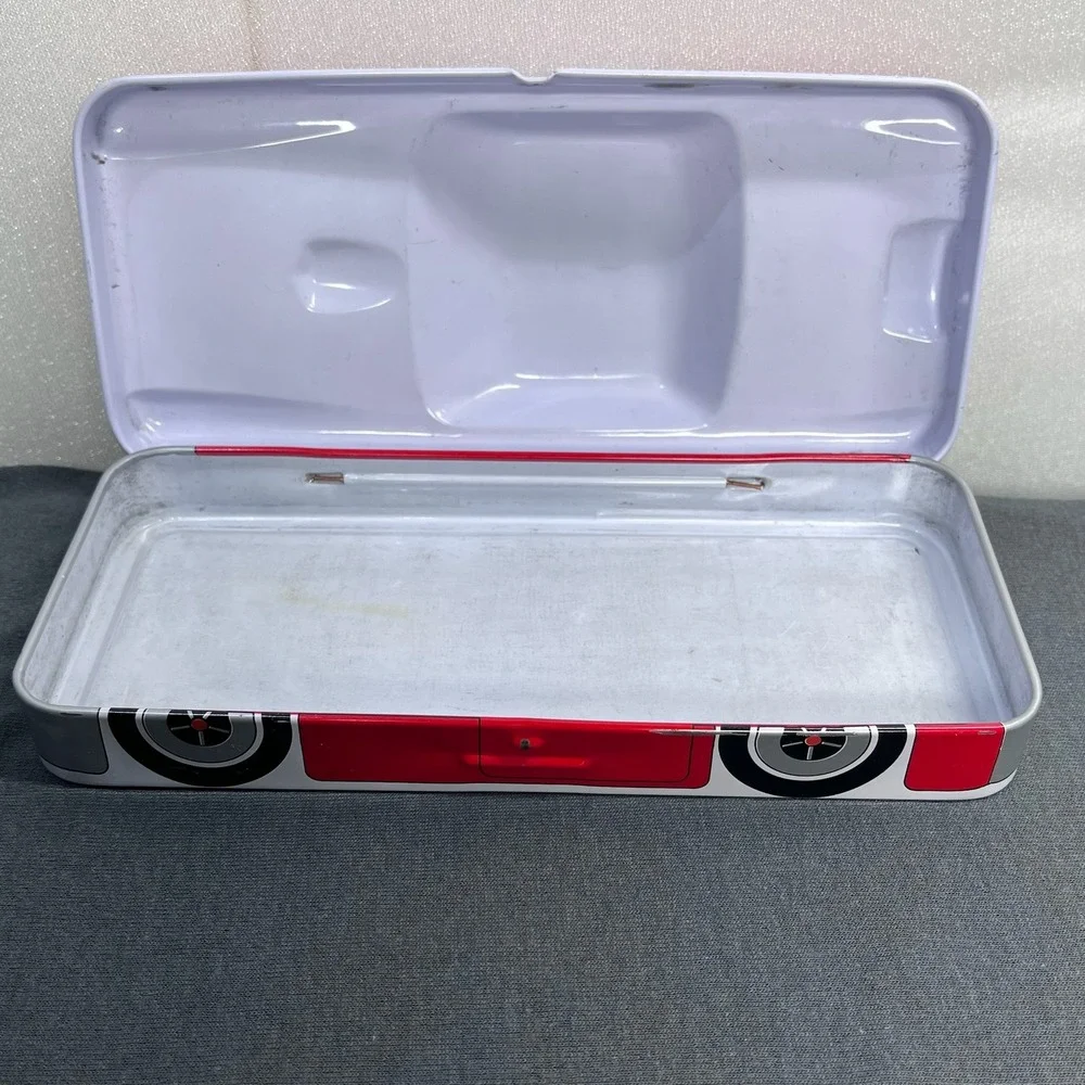 Ford Thunderbird Red Metal Car Storage Tin Pencil Box 8 Inch Vintage Aesthetic